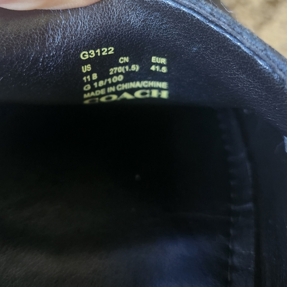 Coach Black Leather Loafers with Silver Accents - Picture 5 of 10